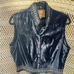 Double D Ranch deep blue velvet and silver Vest